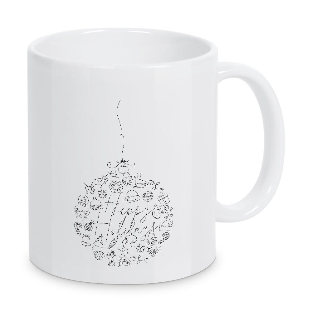 Tasse "Pen line christmas tree toy ball" artboxONE - Schwarzweiß,Weihnachten