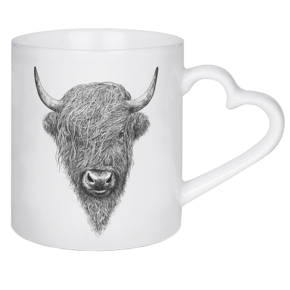 Herztasse "The Highland Bull" artboxONE - Tiere,Schwarzweiß - Highland cow,Highland cattle,Bull,Scotland bull,Black and white