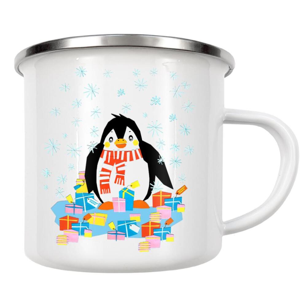 Emaille Tasse "Christmas Penguin" artboxONE - Für Kinder,Weihnachten