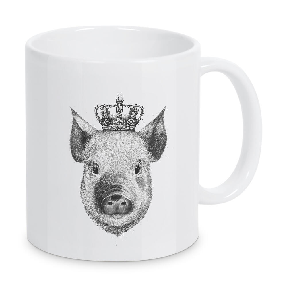 Tasse "The King Pig" artboxONE - Tiere,Schwarzweiß - Pig,Royal,King,Black and white,Crown