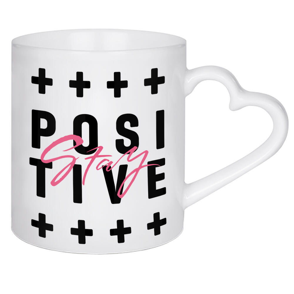 Herztasse "Stay Positive motivational quote" artboxONE - Typografie - Good vibes,Positivity,Inspirational,Positive