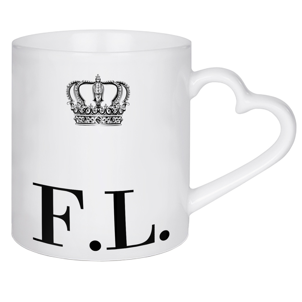Herztasse "King FL" artboxONE - Schwarzweiß,Buchstaben