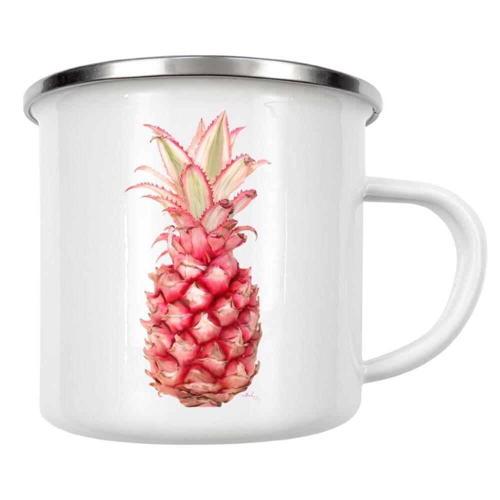 Emaille Tasse "Pina" artboxONE - Essen & Trinken,Essen & Trinken,Reise / Strand und Meer - Ananas,Urlaub,Karibik,Knallfarben