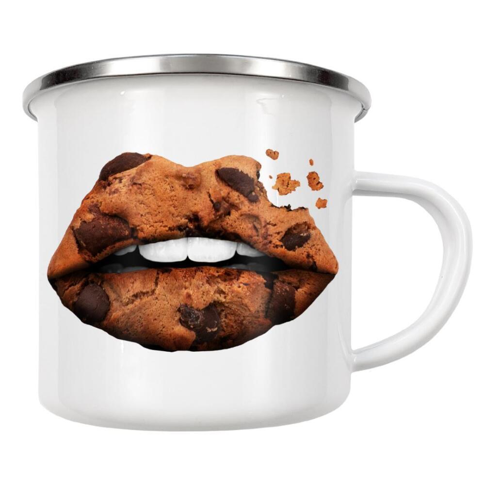 Emaille Tasse "COOKIE LIPS" artboxONE - Essen & Trinken,Lustig - Lips,Girl,Cookie,Food