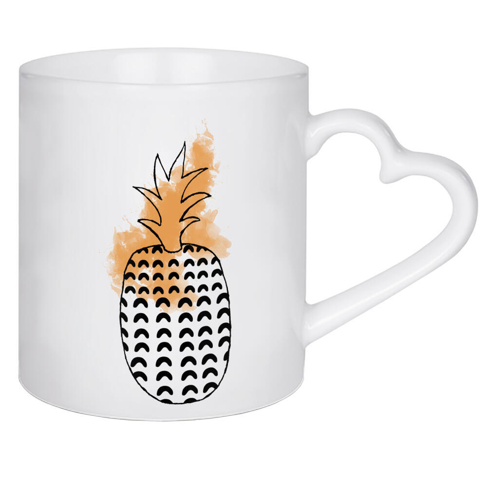 Herztasse "Pineapple & Pattern" artboxONE - Essen & Trinken,Abstrakt,Geometrie,Essen & Trinken / Obst & Gemüse