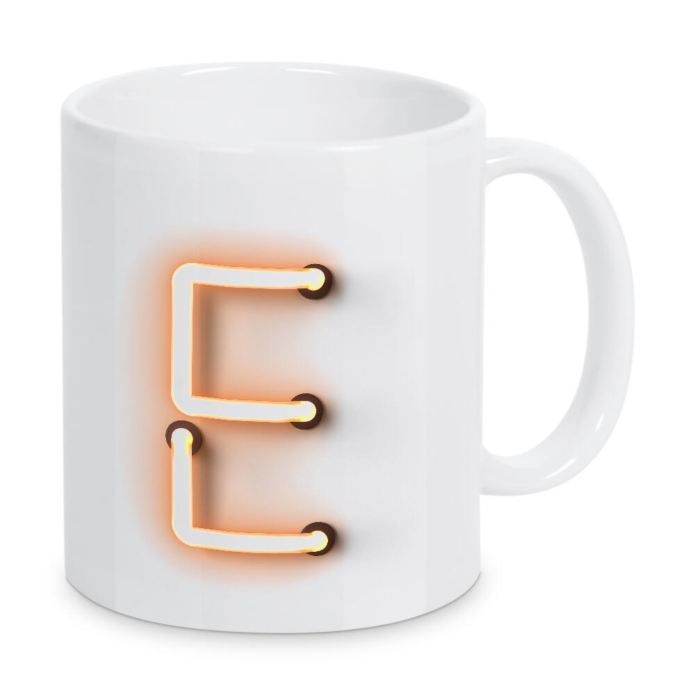 Tasse "Neon Alphabet On - E" artboxONE - Buchstaben / E - Buchstabenset-neon1,Buchstabe-e,E,Neon sign,Neon art,Alphabet