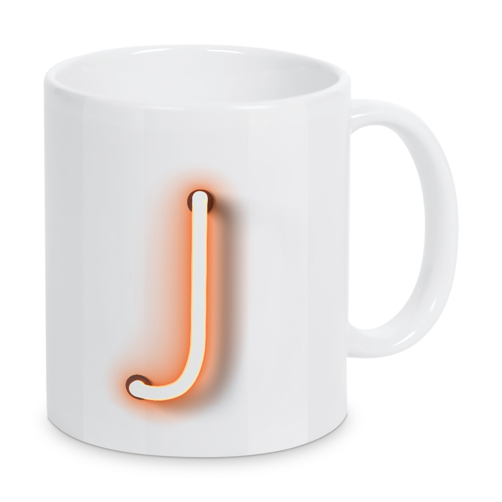 Tasse "Neon Alphabet On - J" artboxONE - Buchstaben / J - Buchstabenset-neon1,Buchstabe-j,Neon sign,Neon art