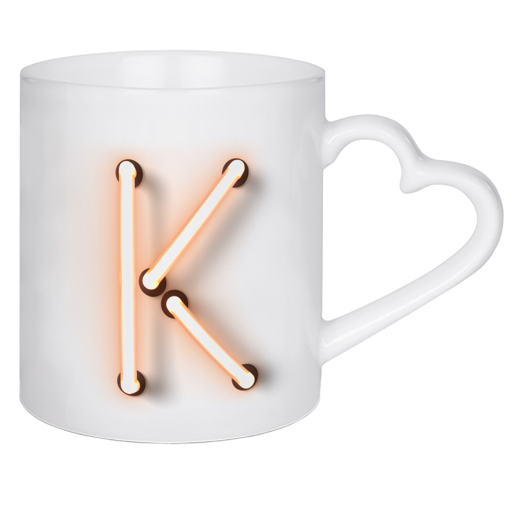 Herztasse "Neon Alphabet On - K" artboxONE - Buchstaben / K - Buchstabenset-neon1,Buchstabe-k,K,Alphabet,Neon sign,Neon alphabet