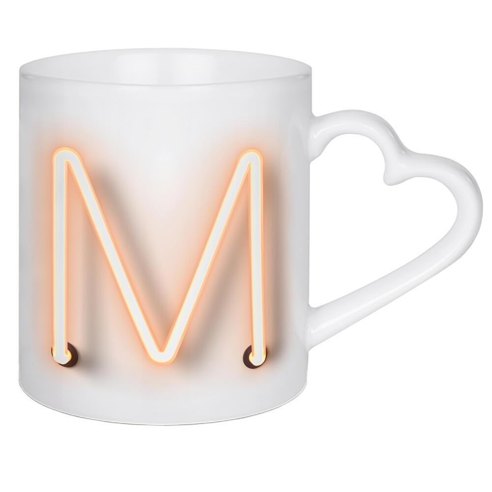 Herztasse "Neon Alphabet On - M" artboxONE - Buchstaben / M - Buchstabenset-neon1,Buchstabe-m,Alphabet,Abc,Neon sign,Neon art