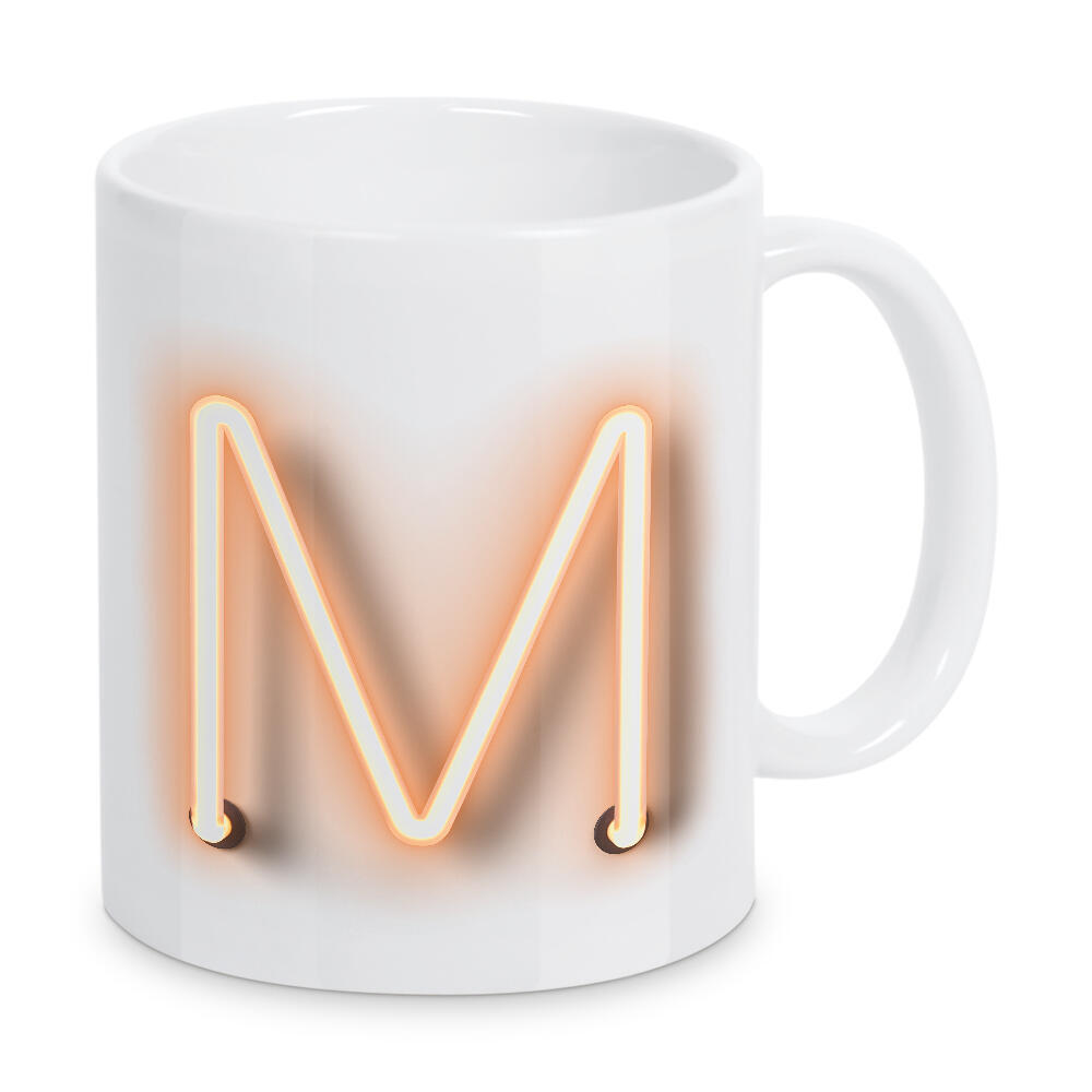 Tasse "Neon Alphabet On - M" artboxONE - Buchstaben / M - Buchstabenset-neon1,Buchstabe-m,Alphabet,Abc,Neon sign,Neon art