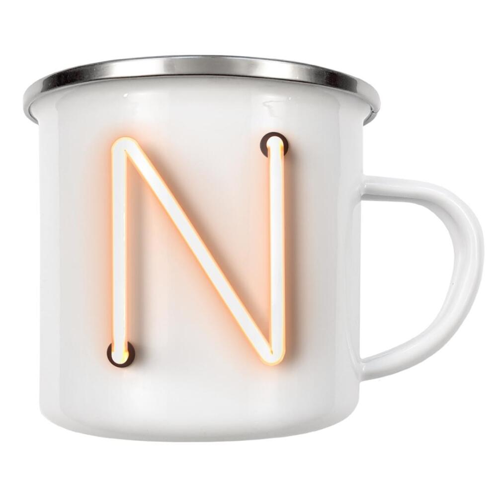 Emaille Tasse "Neon Alphabet On - N" artboxONE - Buchstaben / N - Buchstabenset-neon1,Buchstabe-n,Alphabet,Abc,Neon sign,Neon art