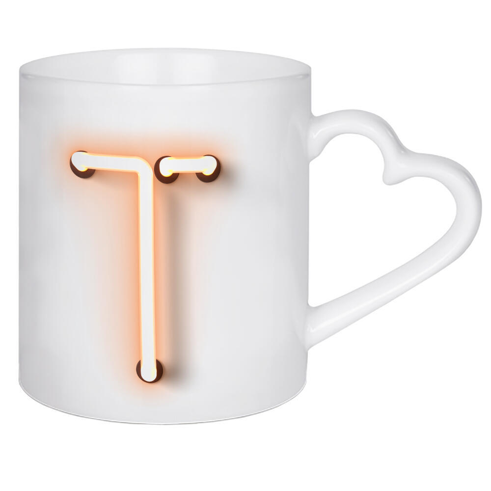 Herztasse "Neon Alphabet On - T" artboxONE - Buchstaben / T - Buchstabenset-neon1,Buchstabe-t,Abc,Alphabet,T,Neon sign,Neon art