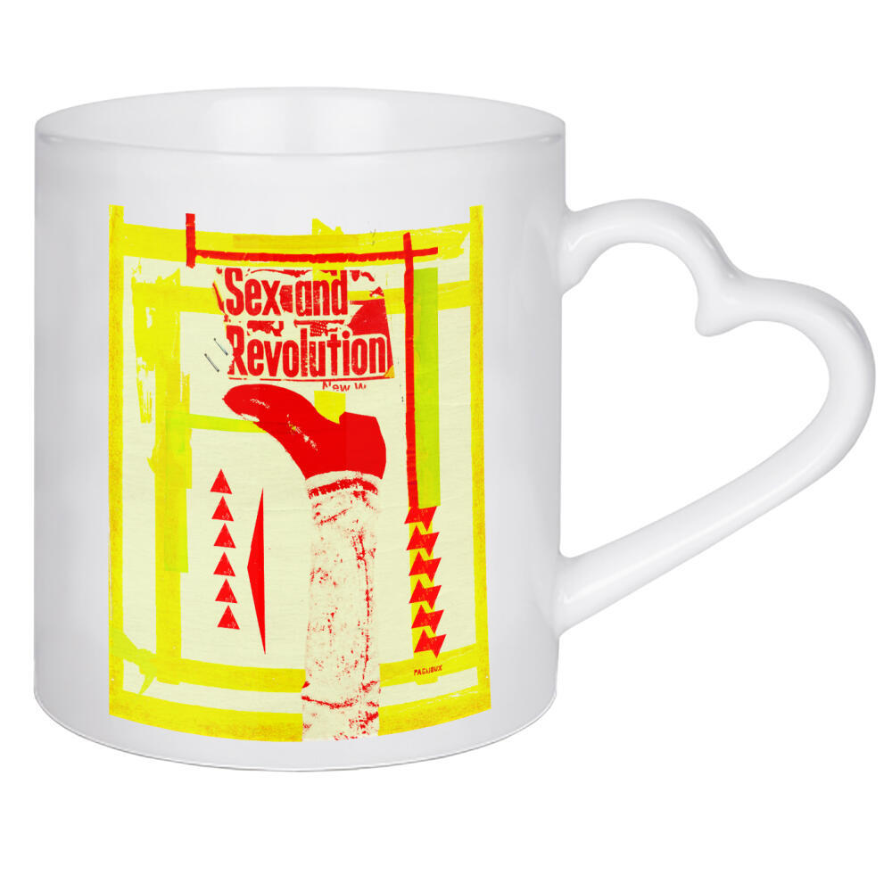 Herztasse "Sexe revolution" artboxONE - Musik,Streetart - Graphic design,Sexe,Revolution,Boots,Illustration,Collage,Yellow