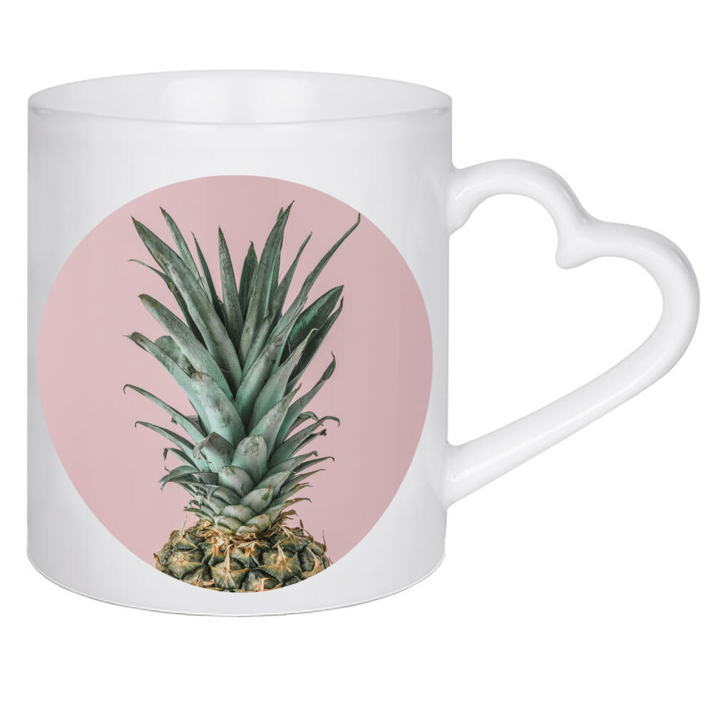 Herztasse "Pineapple in pink background" artboxONE - Essen & Trinken / Obst & Gemüse - Pineapple,Fruit,Obst,Ananas