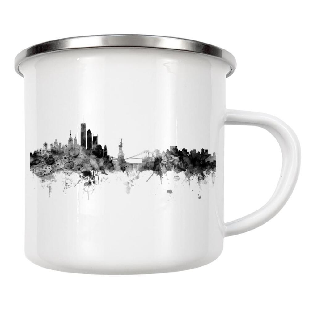 Emaille Tasse "New York 2" artboxONE - Städte,Reise,Schwarzweiß - Nyc,Big apple,Liberty island,Manhattan,Skyline,Cityscape
