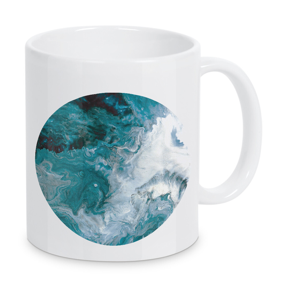 Tasse "Teal Abstract Art" artboxONE - Abstrakt,Marmor - Fluid art,Abstract painting,Teal and white