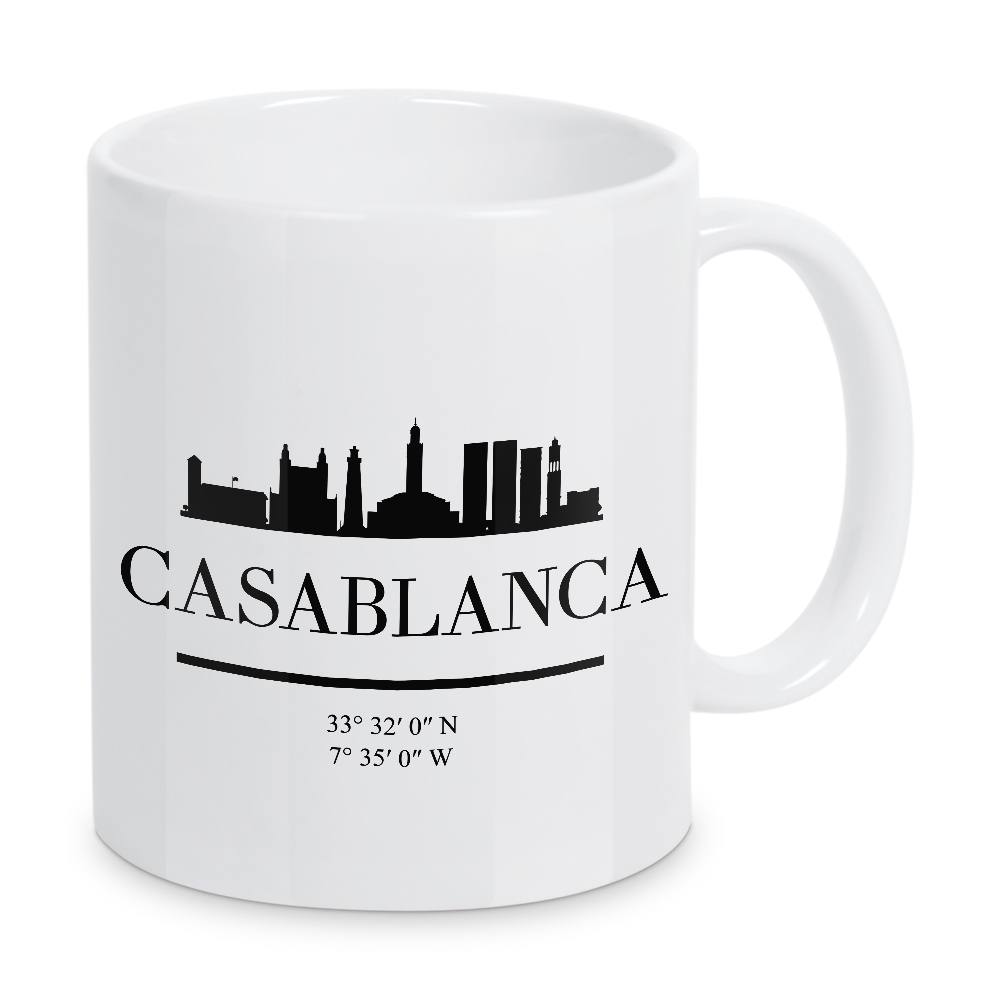 Tasse "CASABLANCA MOROCCO BLACK SKYLINE" artboxONE - Städte,Schwarzweiß,Städte / Weitere - Casablanca,Morocco,Africa,Afrika,Skyline,Coordinates