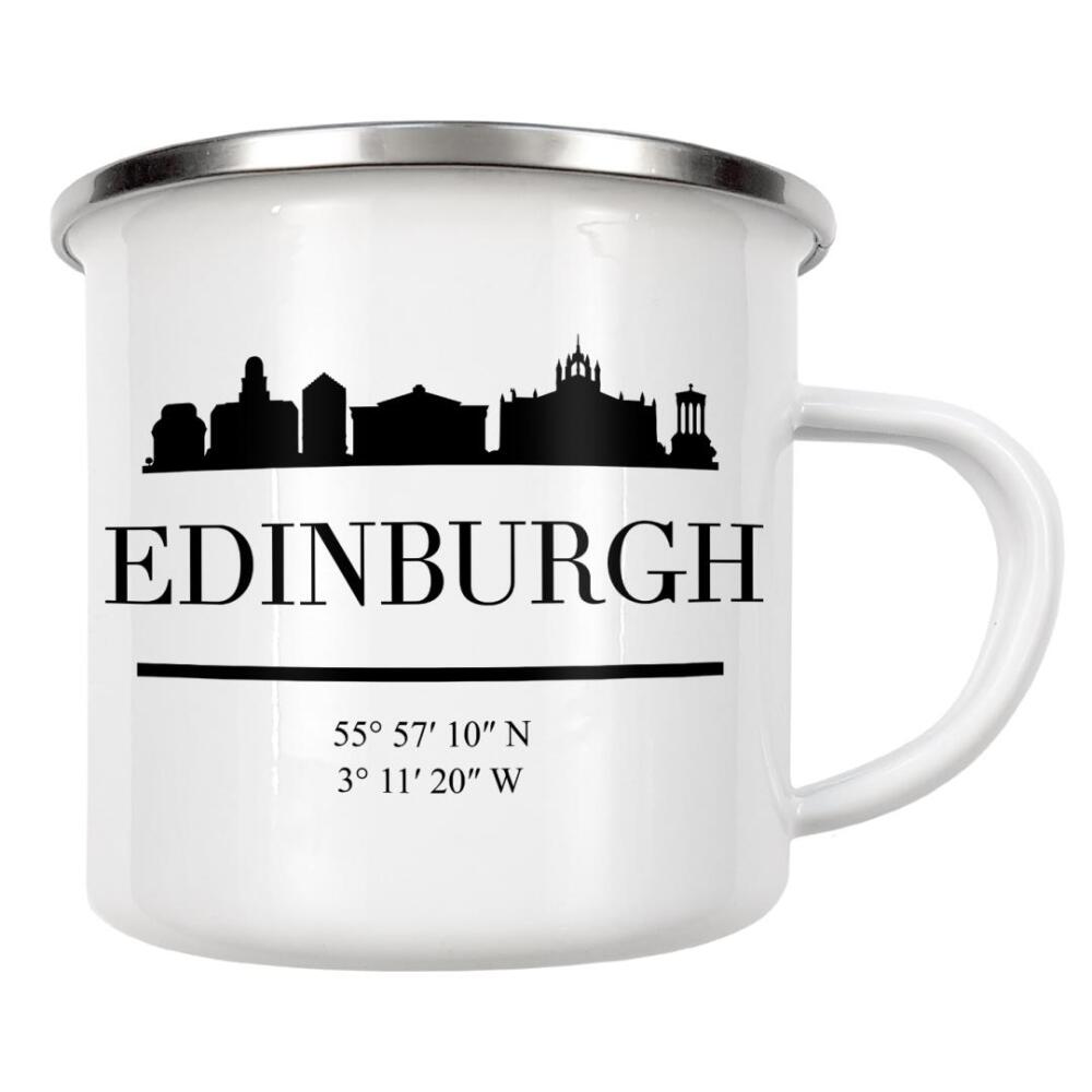 Emaille Tasse "EDINBURGH SCOTLAND BLACK SKYLINE" artboxONE - Städte,Schwarzweiß,Städte / Weitere
