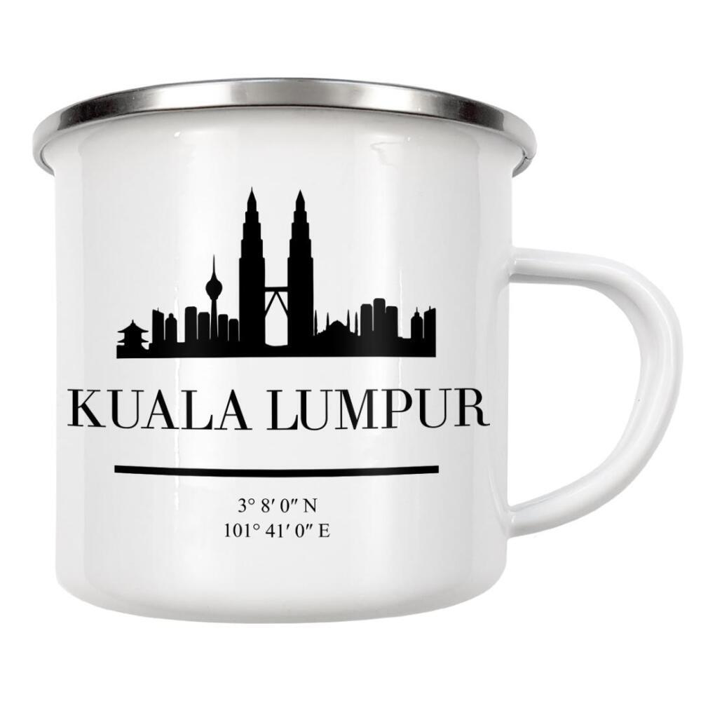Emaille Tasse "KUALA LUMPUR MALAYSIA SKYLINE ART" artboxONE - Städte,Schwarzweiß,Städte / Weitere