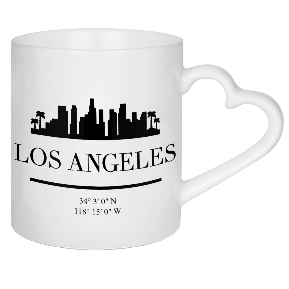 Herztasse "LOS ANGELES CALIFORNIA SKYLINE ART" artboxONE - Städte,Schwarzweiß,Städte / Los Angeles