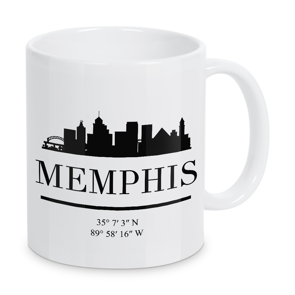 Tasse "MEMPHIS TENNESSEE BLACK SKYLINE" artboxONE - Städte,Reise,Schwarzweiß,Städte / Weitere,Kartografie