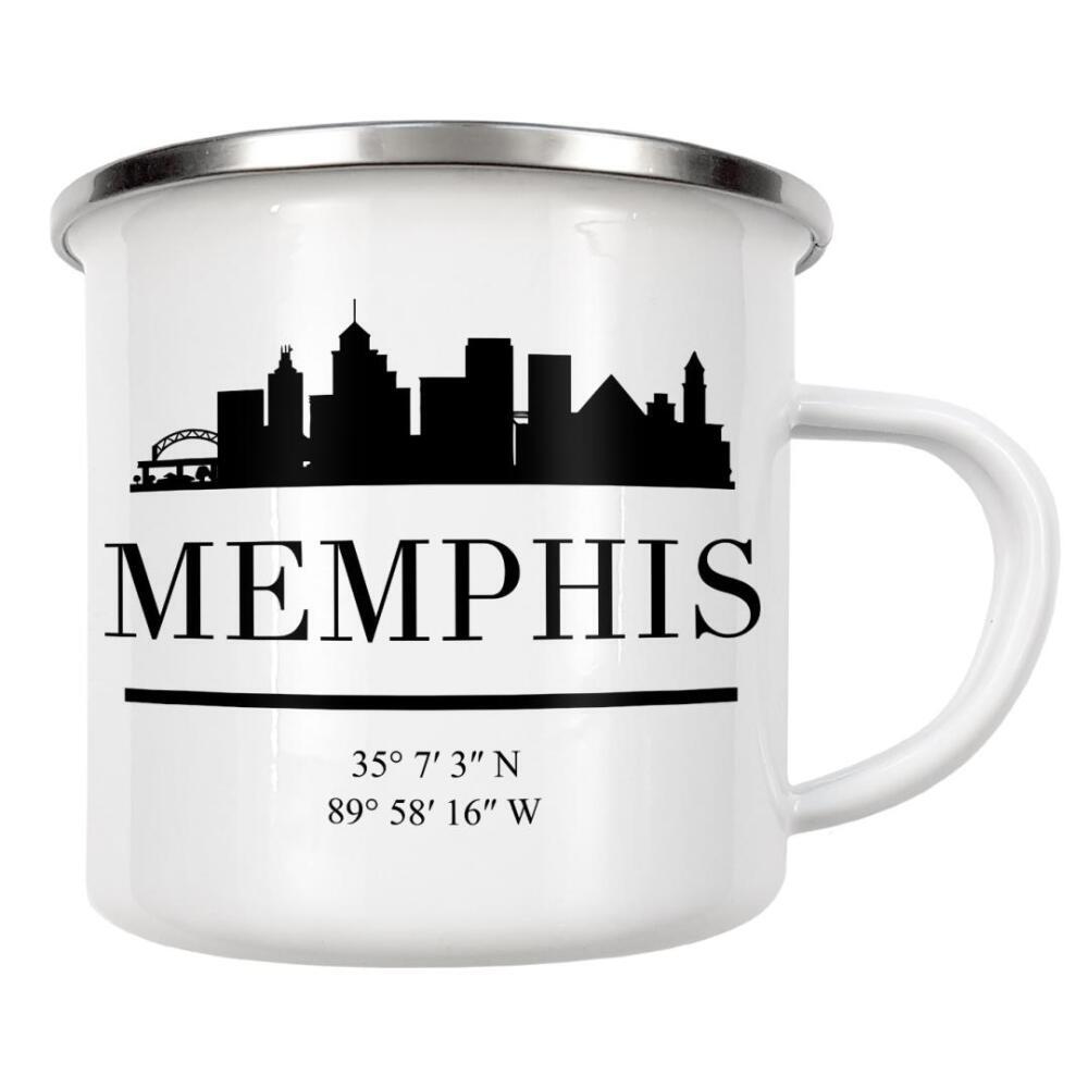 Emaille Tasse "MEMPHIS TENNESSEE BLACK SKYLINE" artboxONE - Städte,Reise,Schwarzweiß,Städte / Weitere,Kartografie