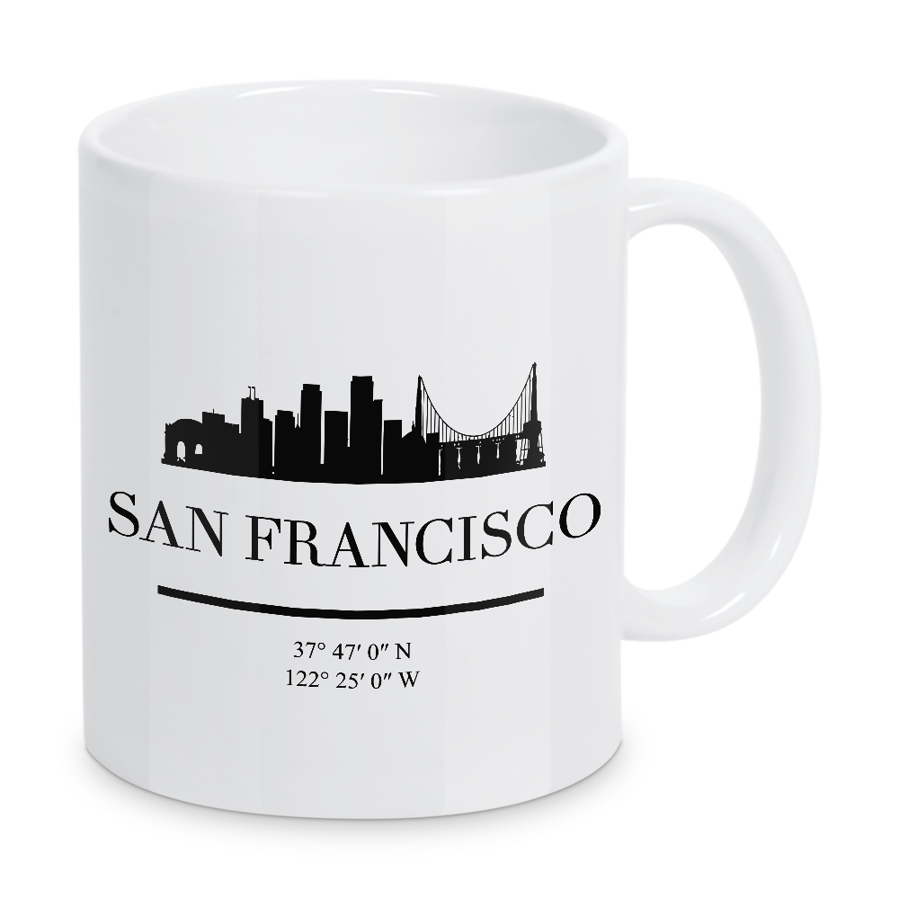 Tasse "SAN FRANCISCO CALIFORNIA ART" artboxONE - Städte,Reise,Schwarzweiß,Städte / San Francisco,Kartografie