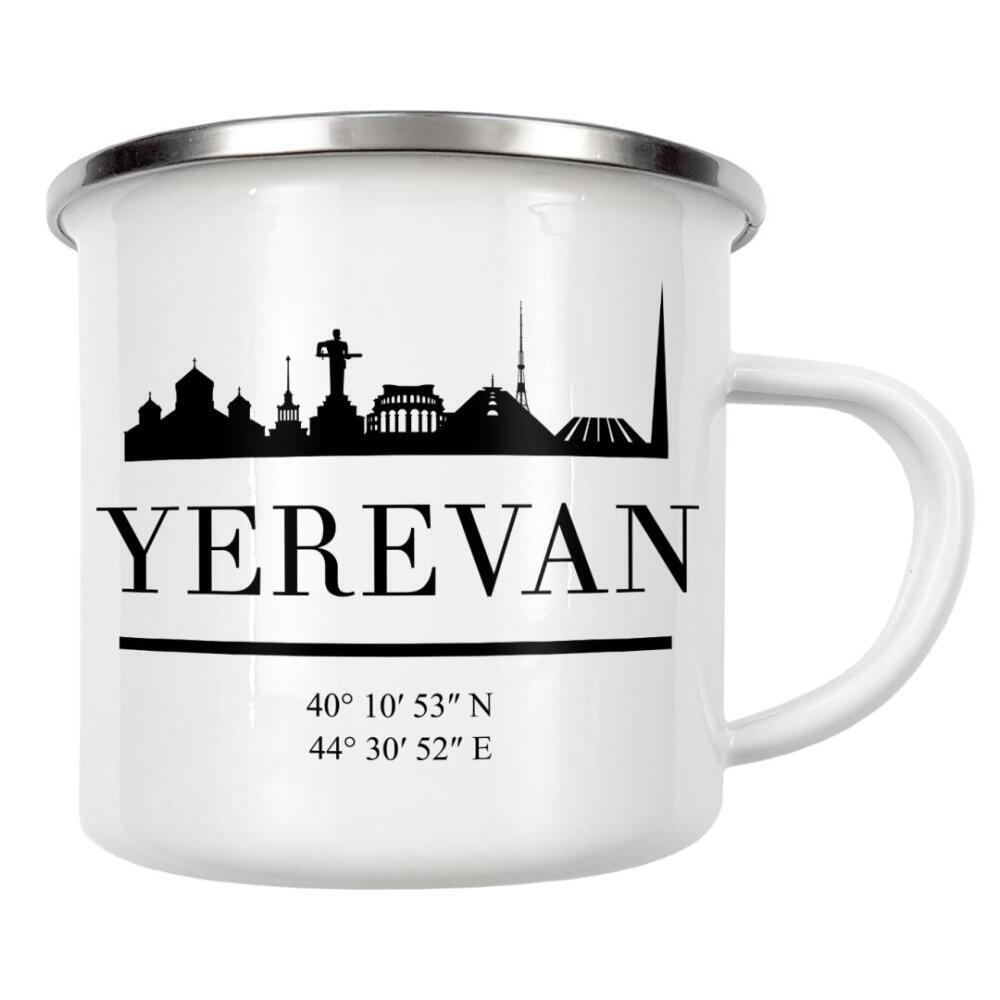 Emaille Tasse "YEREVAN ARMENIA BLACK SKYLINE ART" artboxONE - Städte,Schwarzweiß,Städte / Weitere - Yerevan,Armenia,Eriwan,Hayastan