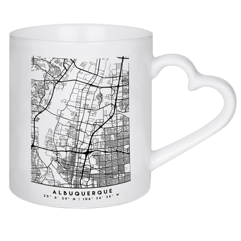 Herztasse "ALBUQUERQUE NEW MEXICO BLACK MAP" artboxONE - Städte,Schwarzweiß,Städte / Weitere,Kartografie