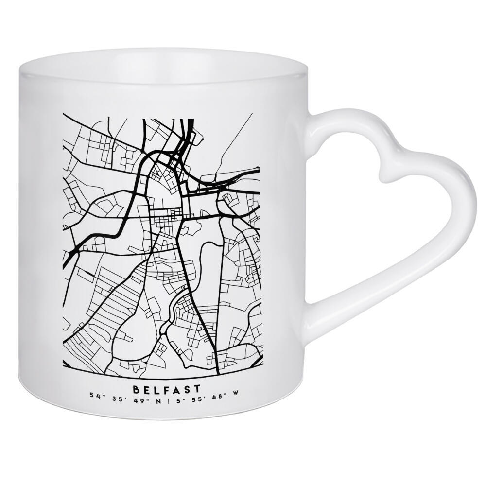 Herztasse "BELFAST UNITED KINGDOM CITY MAP" artboxONE - Städte,Reise,Schwarzweiß,Städte / Weitere,Kartografie