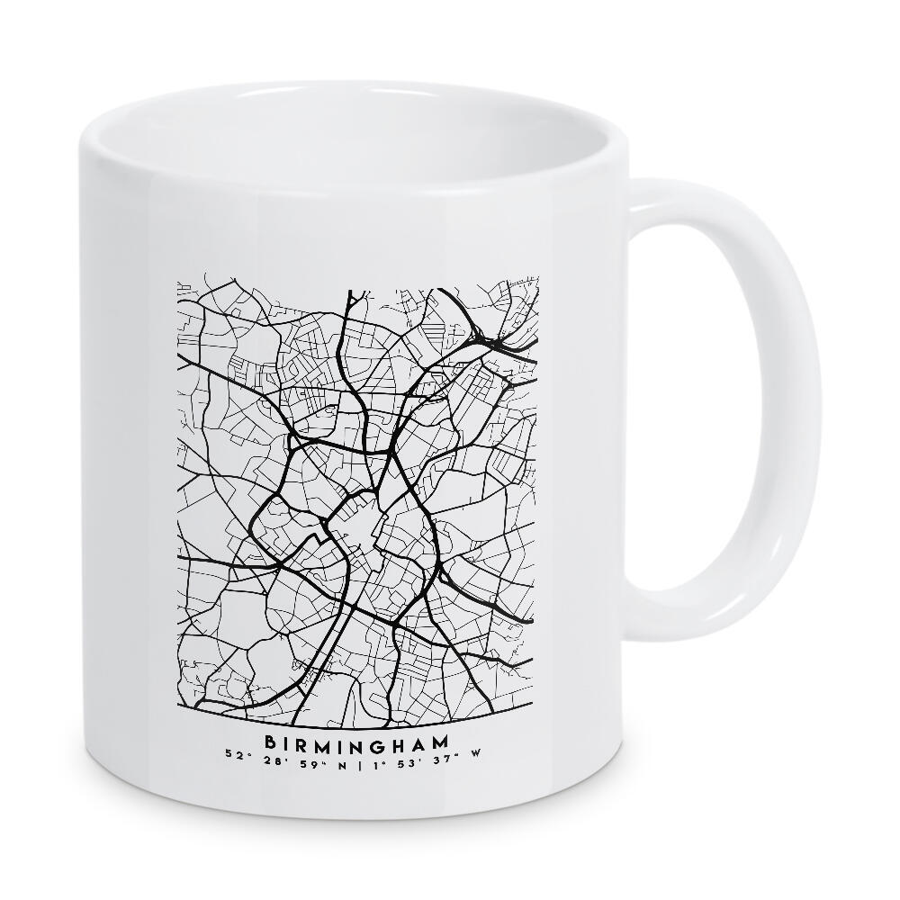 Tasse "BIRMINGHAM ENGLAND CITY MAP" artboxONE - Städte,Schwarzweiß,Städte / Weitere,Kartografie