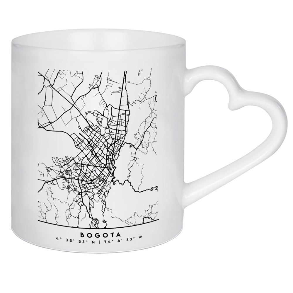 Herztasse "BOGOTA COLOMBIA BLACK CITY MAP" artboxONE - Städte,Schwarzweiß,Städte / Weitere,Kartografie - Bogota,Colombia,South america,Map,Coordinates