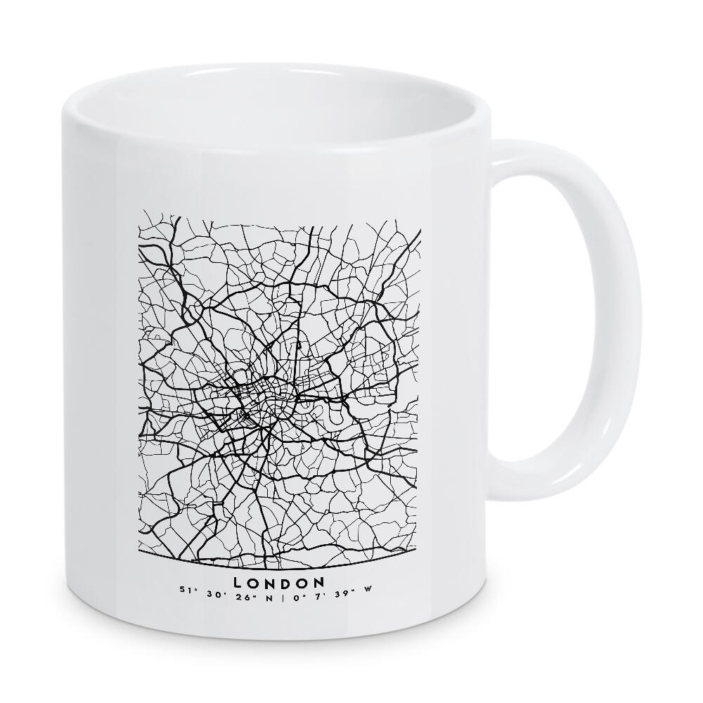 Tasse "LONDON ENGLAND BLACK CITY MAP" artboxONE - Städte,Städte / London,Schwarzweiß,Kartografie