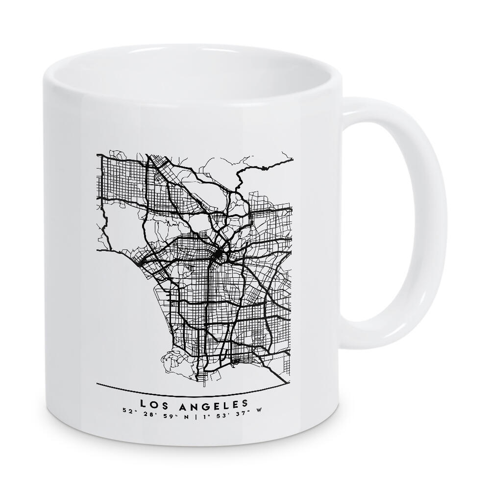 Tasse "LOS ANGELES CALIFORNIA CITY MAP" artboxONE - Städte,Reise,Schwarzweiß,Städte / Los Angeles,Kartografie