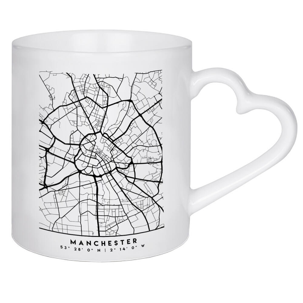 Herztasse "MANCHESTER ENGLAND CITY MAP" artboxONE - Schwarzweiß,Städte / Weitere,Kartografie