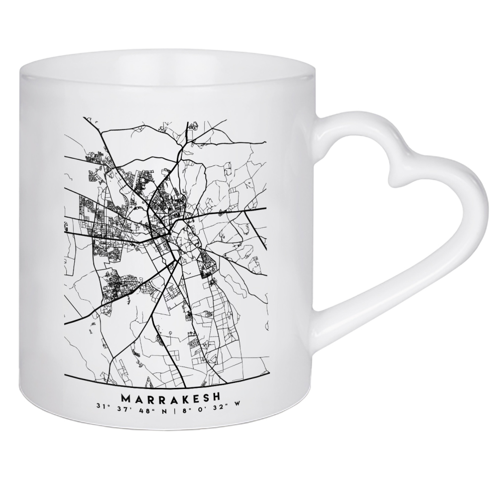 Herztasse "MARRAKESH MOROCCO CITY MAP" artboxONE - Städte,Reise,Schwarzweiß,Städte / Weitere,Kartografie