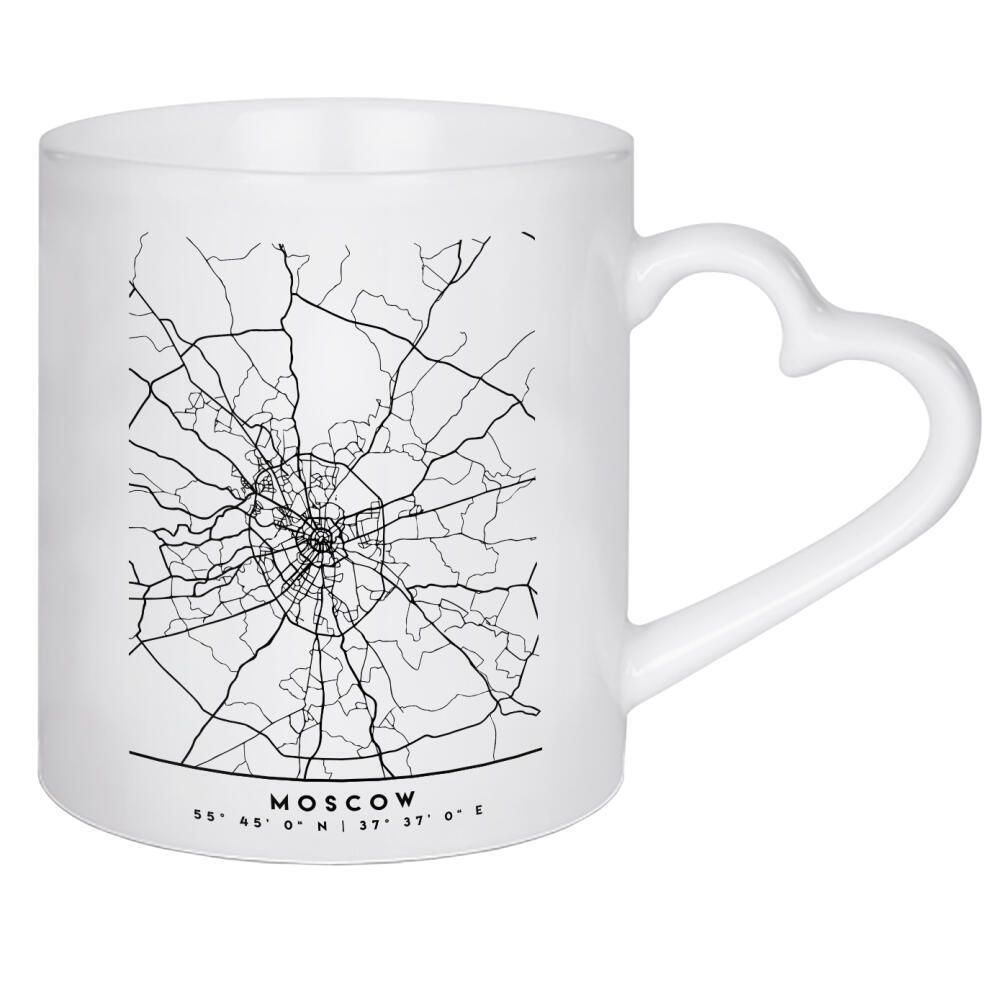 Herztasse "MOSCOW RUSSIA BLACK CITY MAP" artboxONE - Städte,Reise,Schwarzweiß,Städte / Weitere,Kartografie