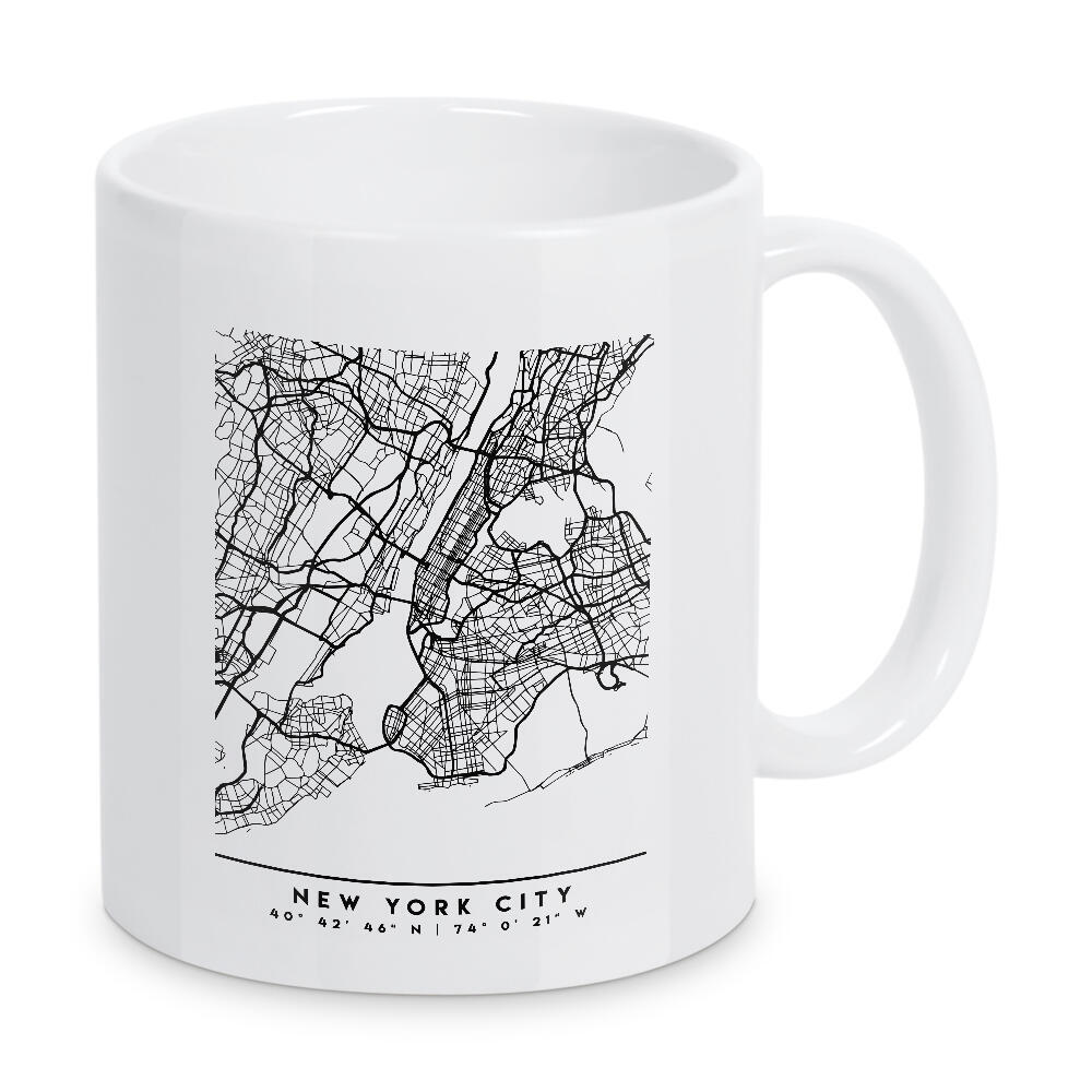 Tasse "NEW YORK CITY BLACK CITY MAP" artboxONE - Städte,Städte / New York,Schwarzweiß,Kartografie