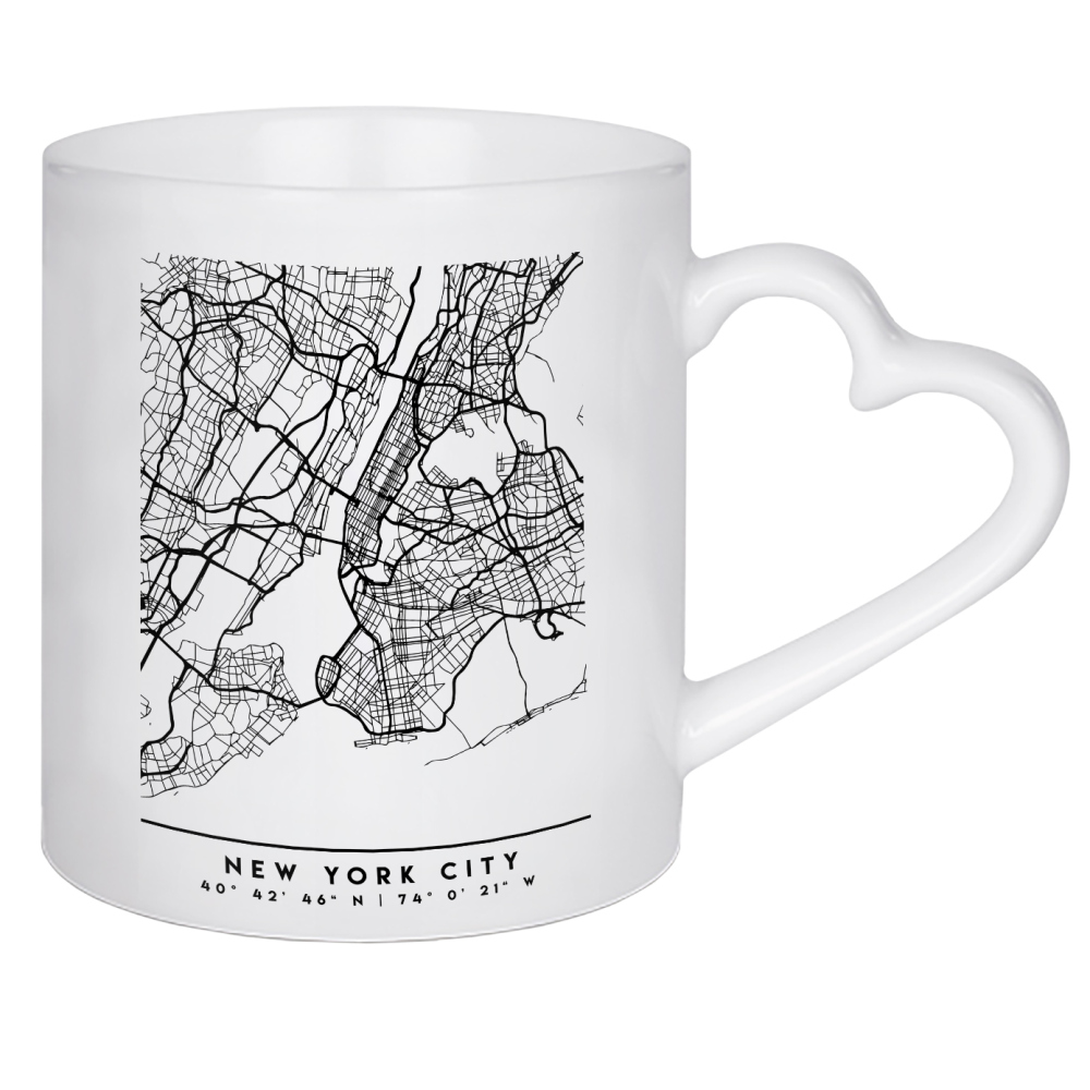 Herztasse "NEW YORK CITY BLACK CITY MAP" artboxONE - Städte,Städte / New York,Schwarzweiß,Kartografie