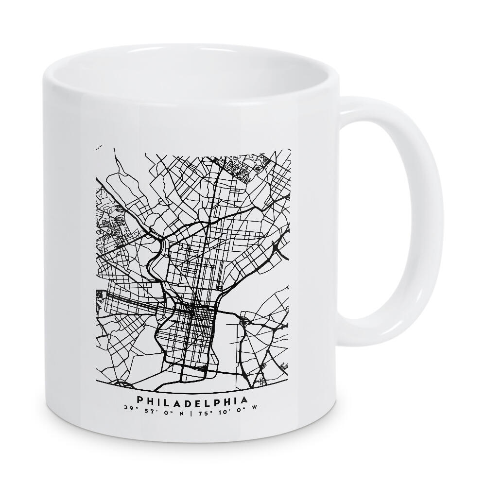 Tasse "PHILADELPHIA PENNSYLVANIA CITY MAP" artboxONE - Städte,Schwarzweiß,Städte / Weitere,Kartografie