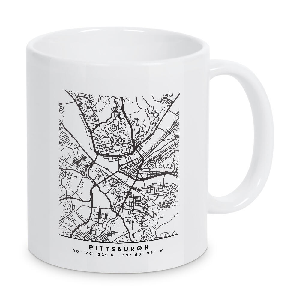 Tasse "PITTSBURGH PENNSYLVANIA CITY MAP" artboxONE - Städte,Reise,Schwarzweiß,Städte / Weitere,Kartografie