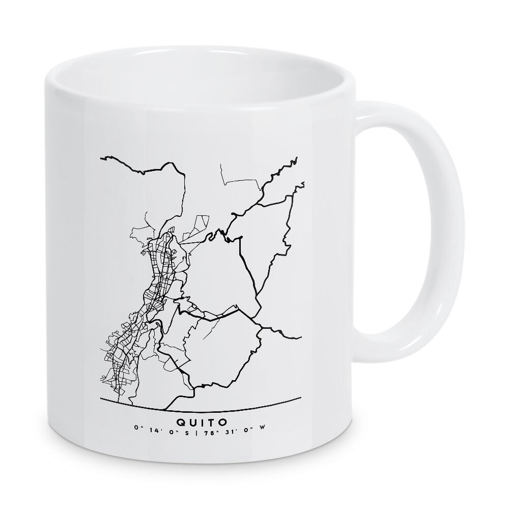Tasse "QUITO ECUADOR BLACK CITY MAP" artboxONE - Städte,Schwarzweiß,Städte / Weitere,Kartografie
