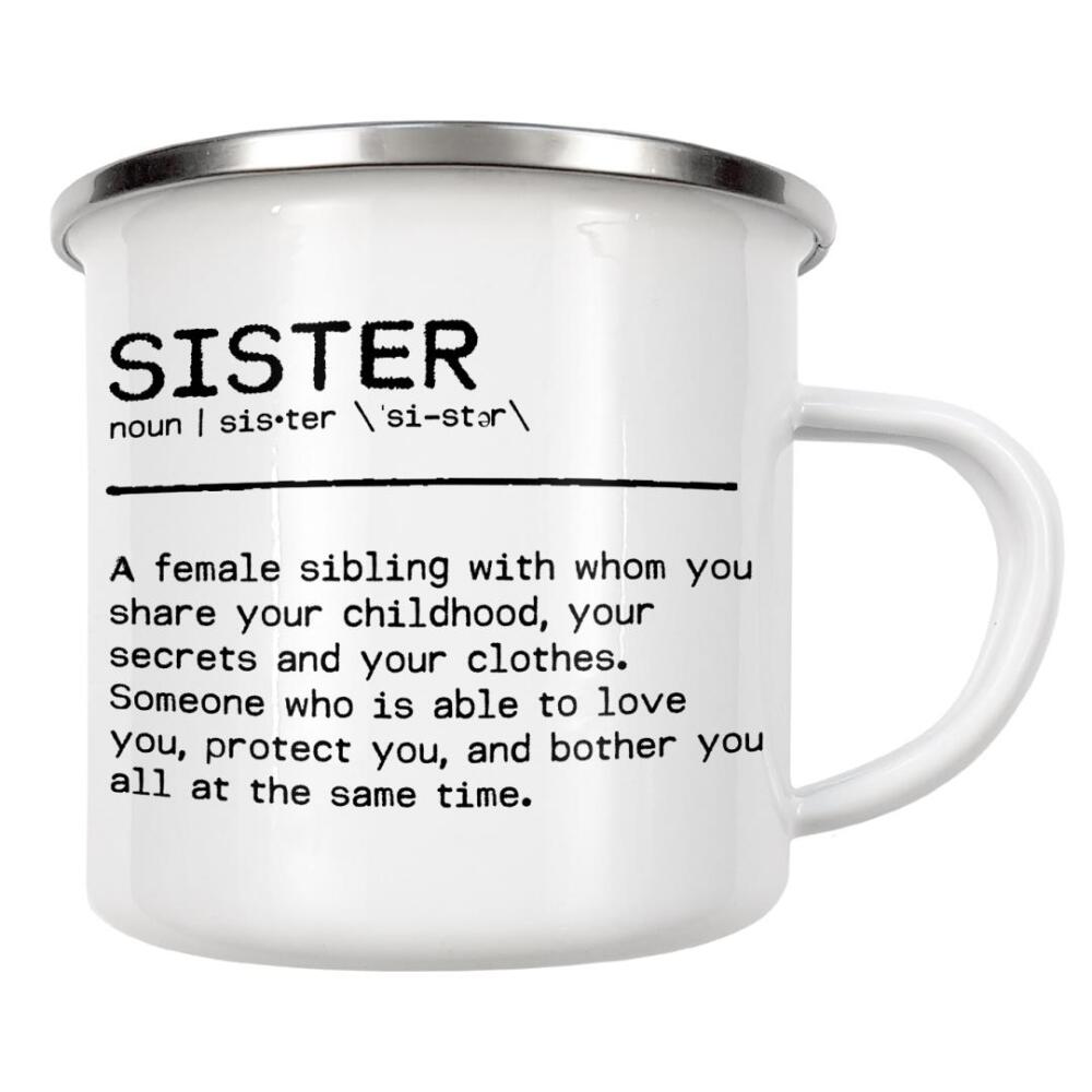 Emaille Tasse "Sister Quote Share" artboxONE - Typografie,Schwarzweiß,Lustig