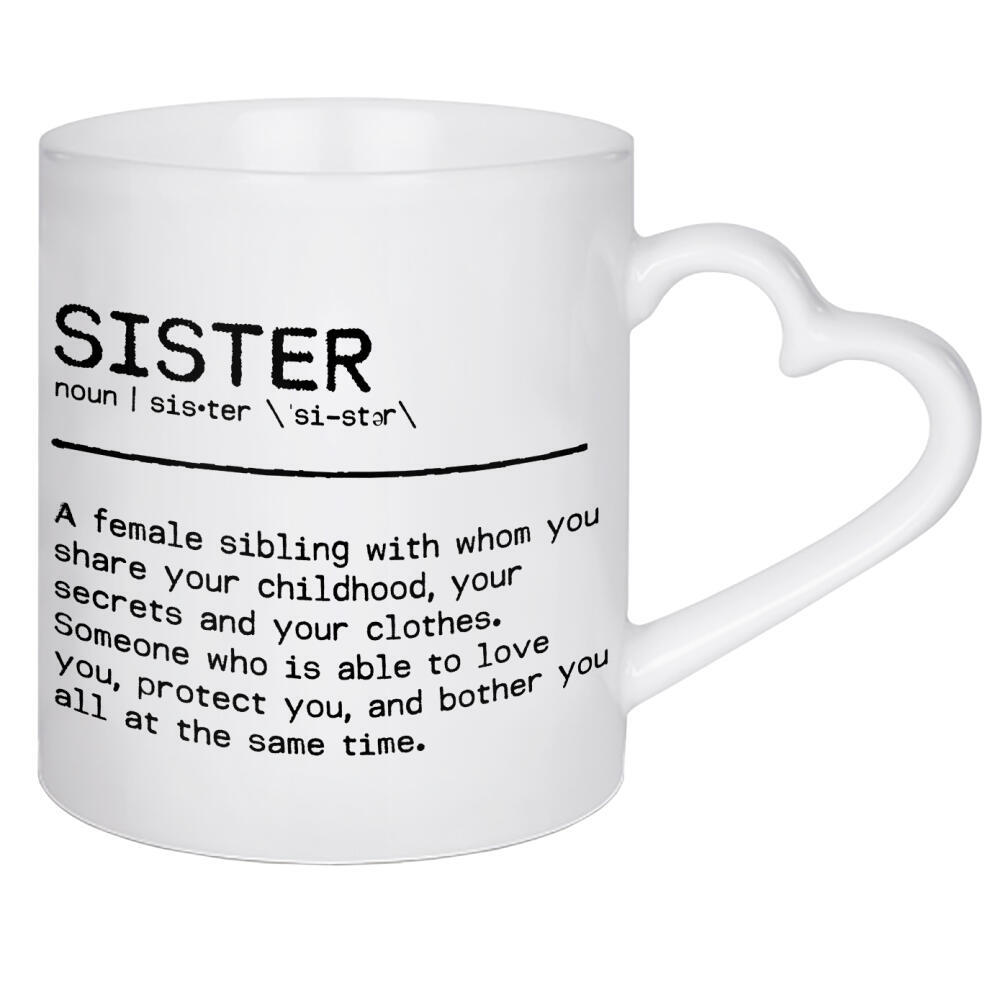 Herztasse "Sister Quote Share" artboxONE - Typografie,Schwarzweiß,Lustig