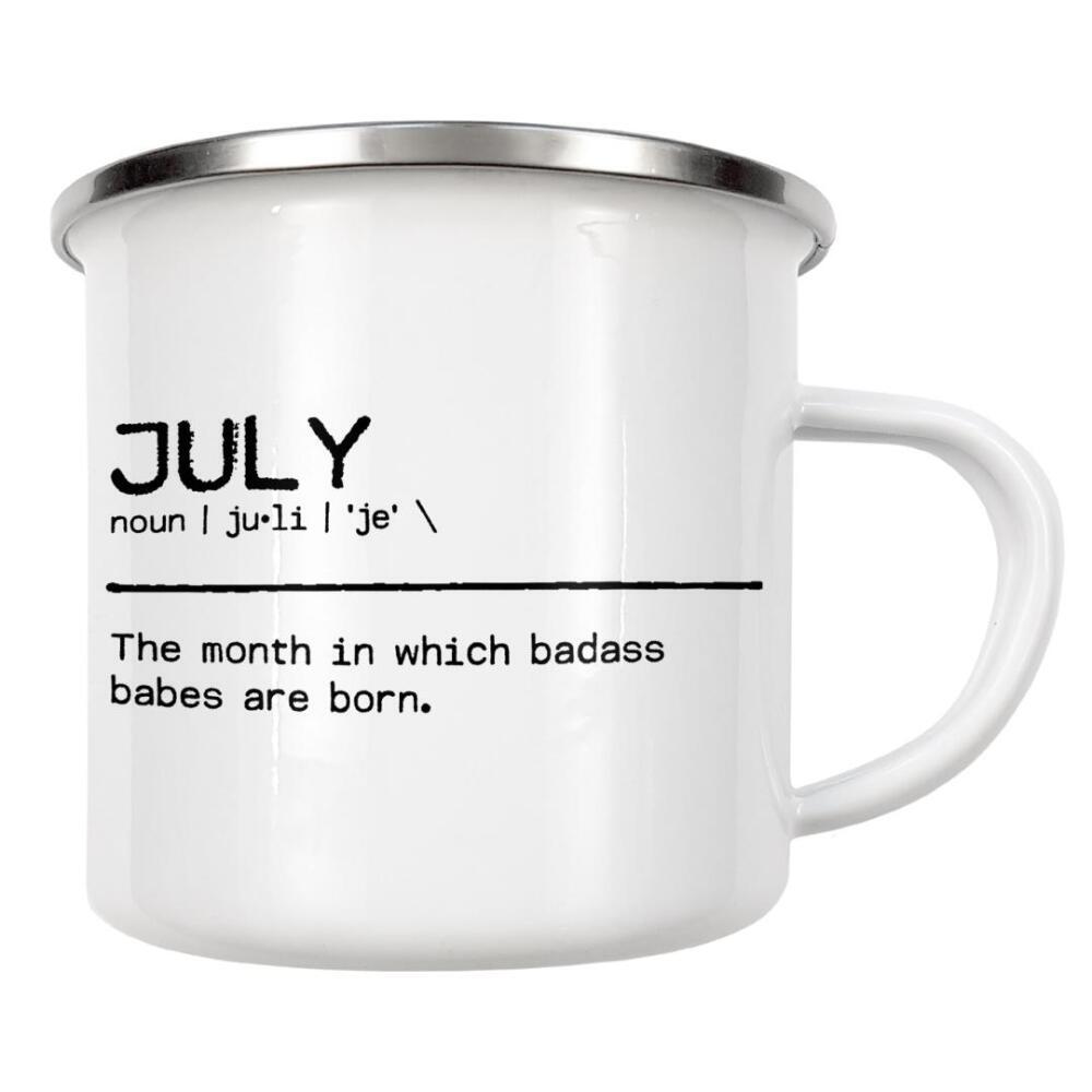 Emaille Tasse "July Quote Badass Babe" artboxONE - Typografie,Schwarzweiß,Lustig
