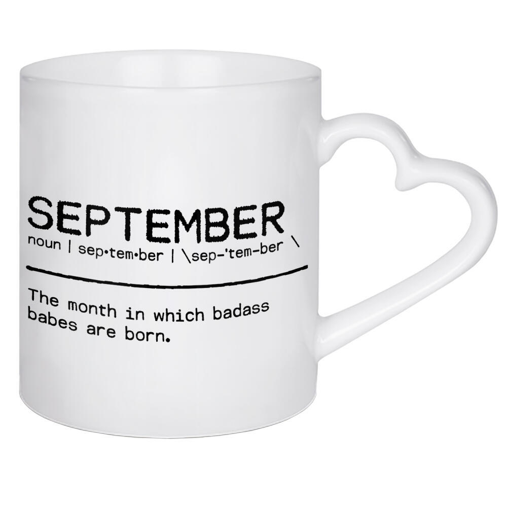 Herztasse "September Quote Badass Babe" artboxONE - Typografie,Schwarzweiß,Lustig