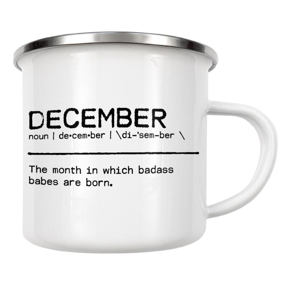 Emaille Tasse "December Quote Badass Babe" artboxONE - Typografie,Schwarzweiß,Lustig