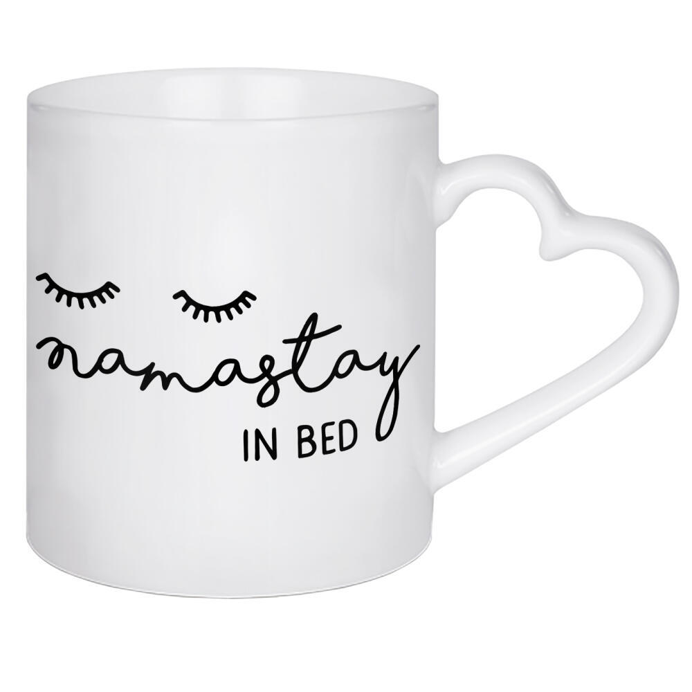 Herztasse "Namastay In Bed Quote" artboxONE - Typografie,Schwarzweiß