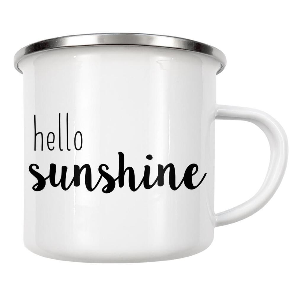 Emaille Tasse "Hello Sunshine Quote" artboxONE - Typografie,Für Kinder,Schwarzweiß,Liebe