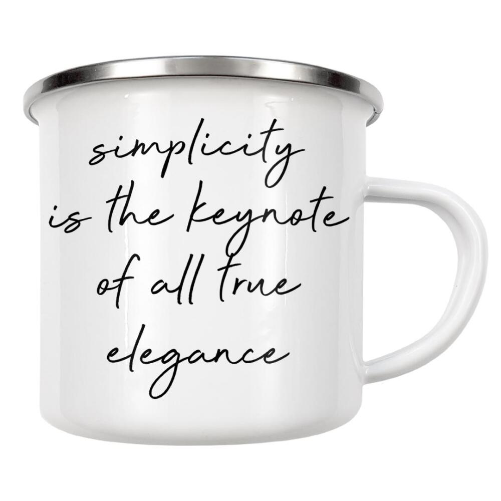 Emaille Tasse "Simplicity Is The Keynote" artboxONE - Typografie,Schwarzweiß - Simplicity,Elegance,Einfach
